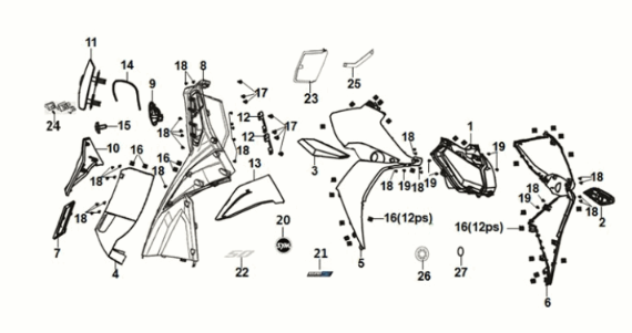 Front cover - inner box Sym Jet 14 50I E5 Matt Black (BR-497U)