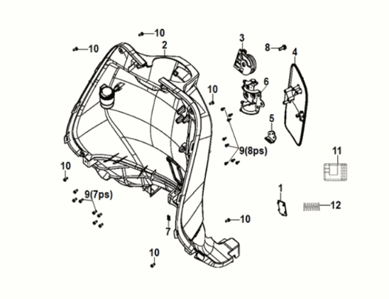 Front inner cover Sym Fiddle IV 50 E5 Gray (GY-430C)