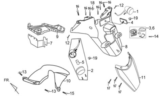 Sym X'PRO 125 rear fender/ mudflap