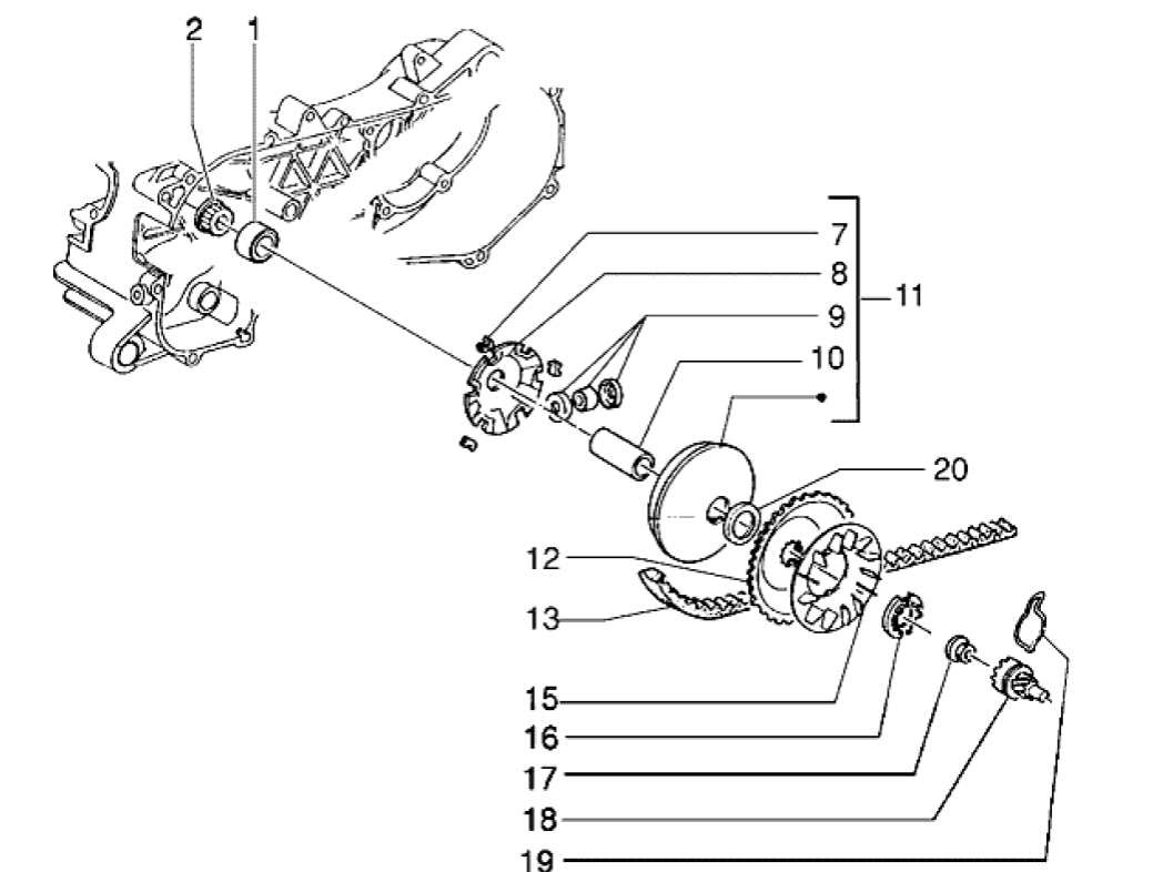 Variator- V-belt Piaggio Typhoon 98-2005 2-stroke