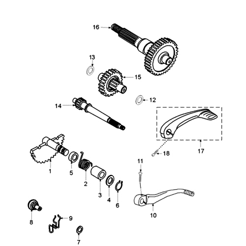 Drive Shafts - Kickstarter Peugeot Fox red