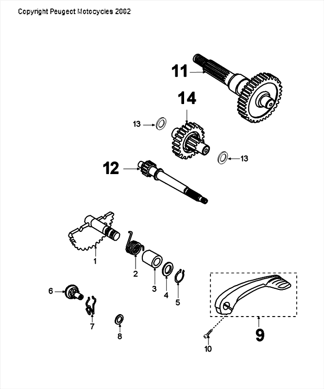 Drive Shafts Kickstarter Peugeot Speedfight 4 LC black green
