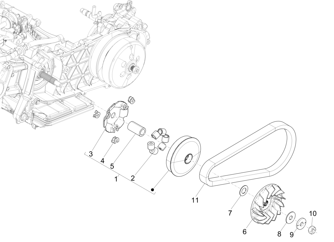 Piaggio Medley 125 ABS E5 2021-2022 drive pulley (EMEA)