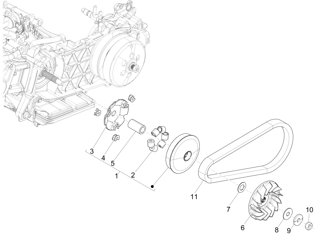 Vespa GTS 125 4T E4 ABS 2019 drive pulley (EMEA)