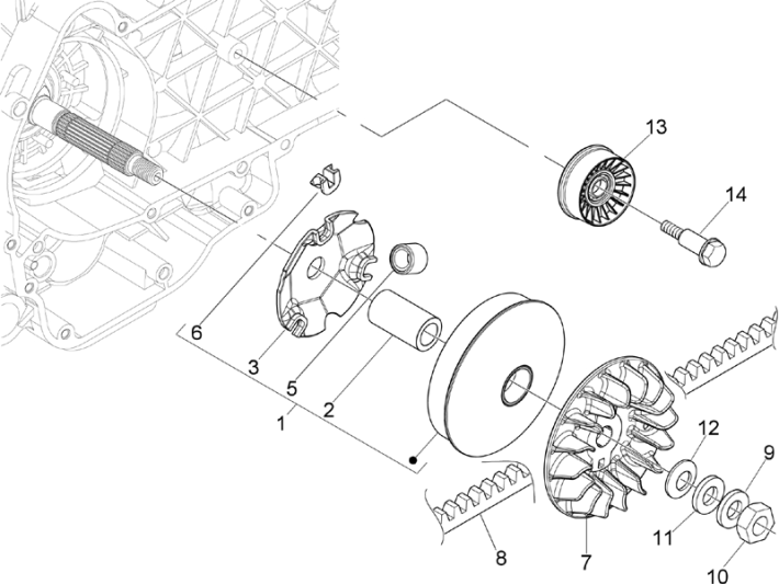 Drive pulley Vespa GTS 250 ie 2005-2016 (without ABS)