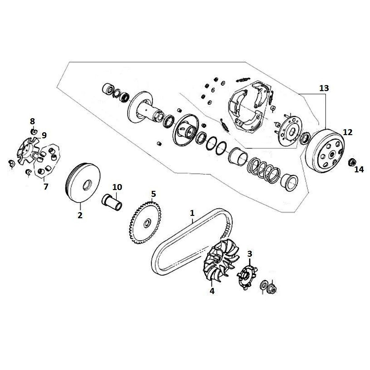 Variateur - V-snaar - Koppeling  AGM VX50i