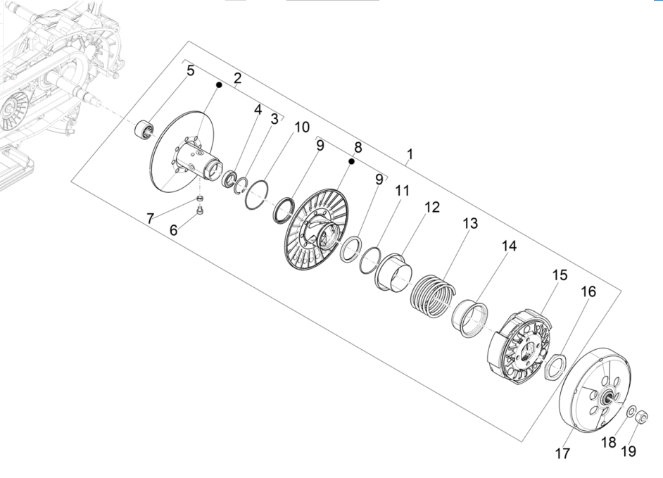 Piaggio Beverly 300 4T 4V HPE ABS E5 powered pulley 2021-2022 (EMEA)