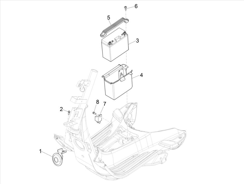 Battery - Horn Vespa Sprint 4-stroke 3-valve (euro5 injection IGET)