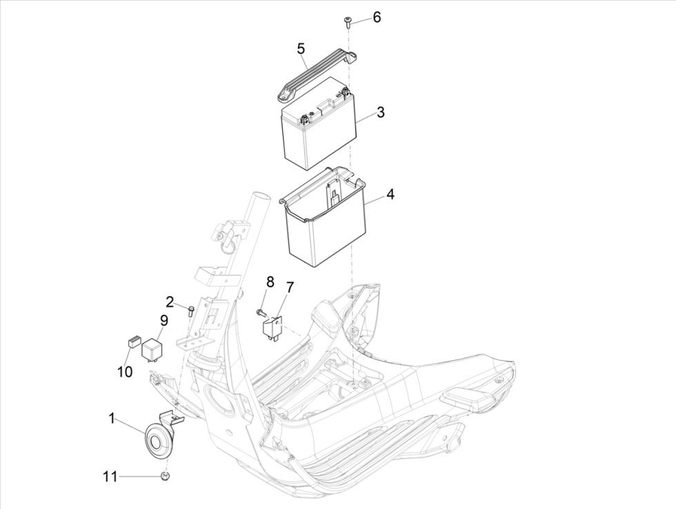 Battery - horn Vespa Primavera 4-stroke 3V (euro5 injection IGET)