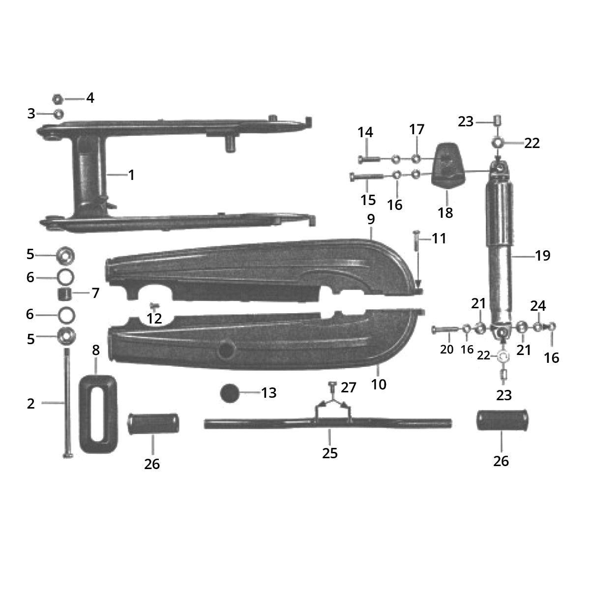 Swingarm chain guard foot rest shock absorber Zundapp GTS 50 517-40L5