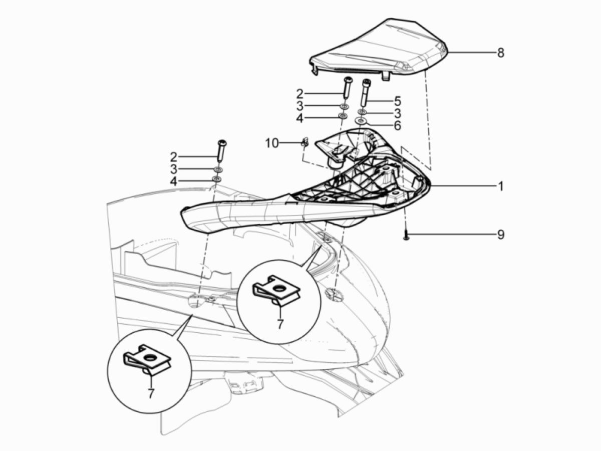 Rear rack Piaggio Beverly 300 IE ABS E4 2016 - 2020 (EMEA)