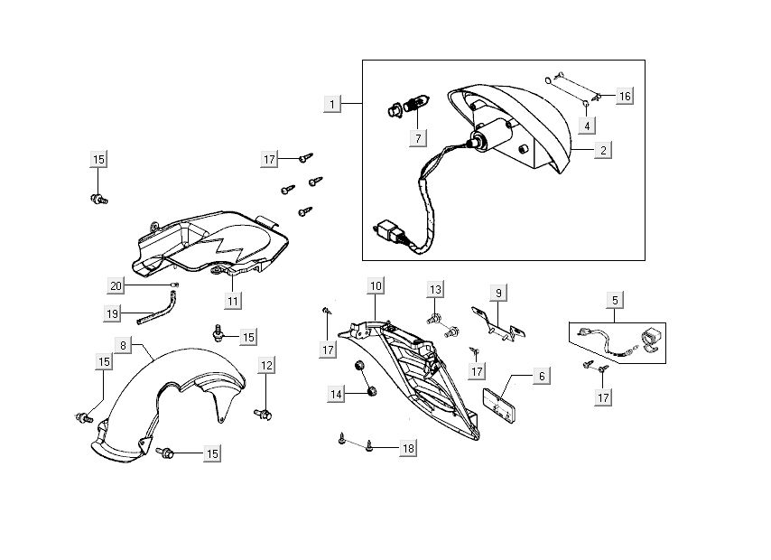 taillight hoods Kymco Sento 4-stroke Spring Brown