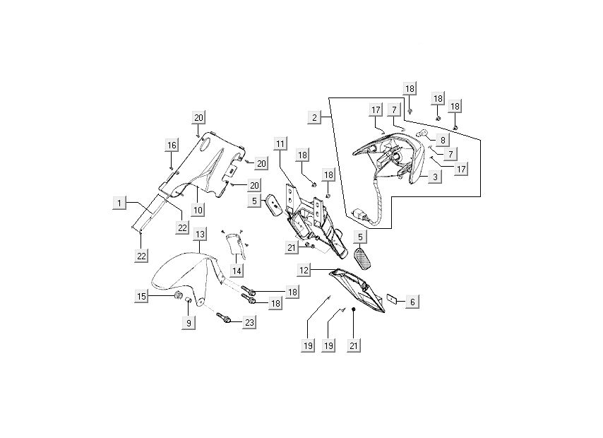 taillight caps Kymco Super9 ac o.m 2-stroke matt black silver