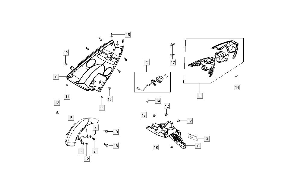 taillight hoods Kymco Super8 4-stroke from 2009 white