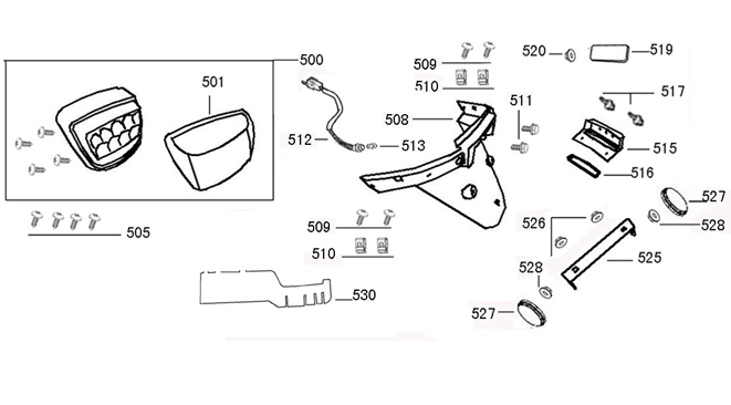 Tail lightMudguard AGM VX125 silver