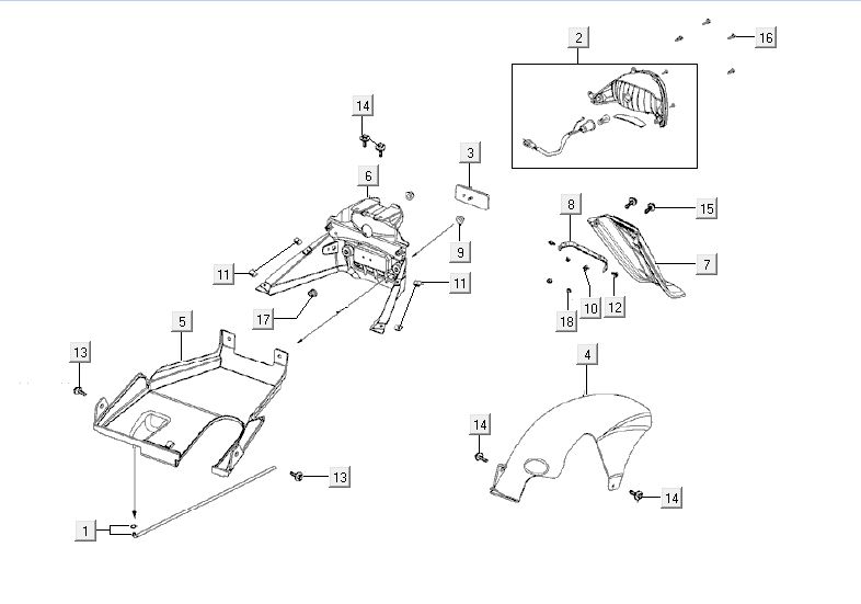 Tail lightMudguard Kymco Agility Fat 12' 4-stroke blue