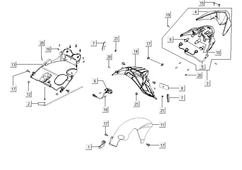 rear light mudguard Kymco Agility RS 4-stroke white 09