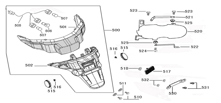 Taillight-Mudguard Znen Revival red white