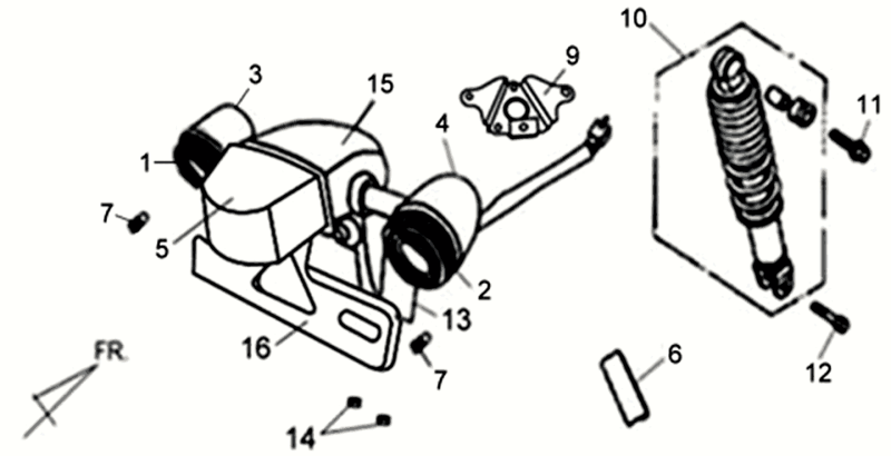 Rear light - Rear Telescope Sym Allo GT (WH006 S882U) white silver