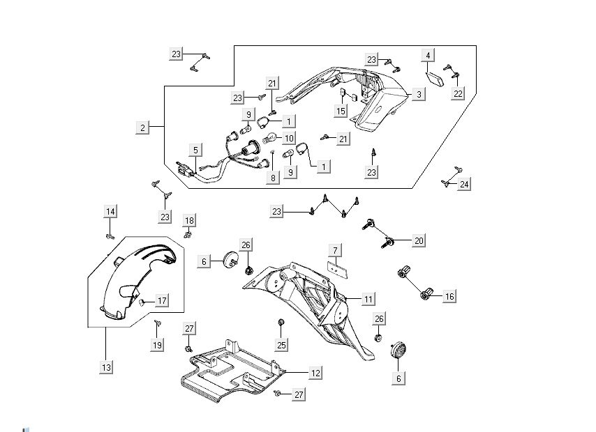 Tail light- Hood Kymco New Dink 4-stroke dark grey