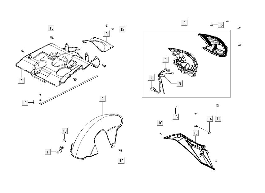 Tail light- Rear hoods Kymco Like 4-stroke diamond white like T T