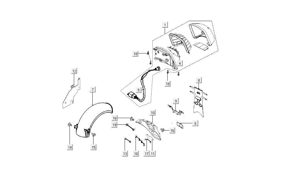 Tail light- Caps Kymco New Sento 4-stroke 50i gold