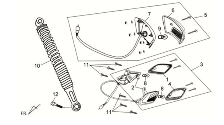 Rear light/rear telescope Sym Fiddle II 125S