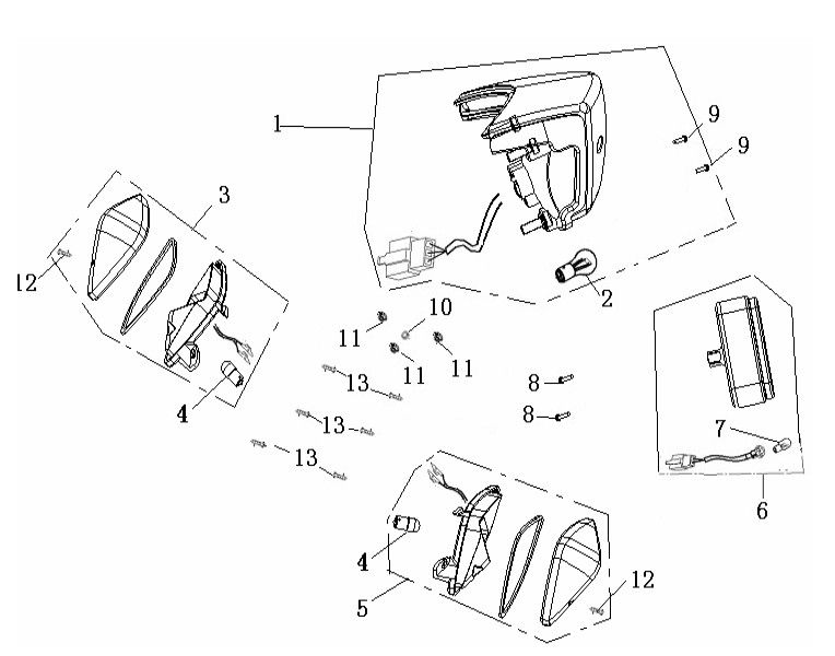 Rear Light Generic Ideo blue 2007 2-stroke