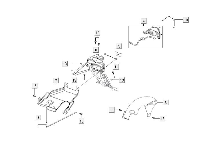 Rear light Kymco Agility 10' 4-stroke sporty blue