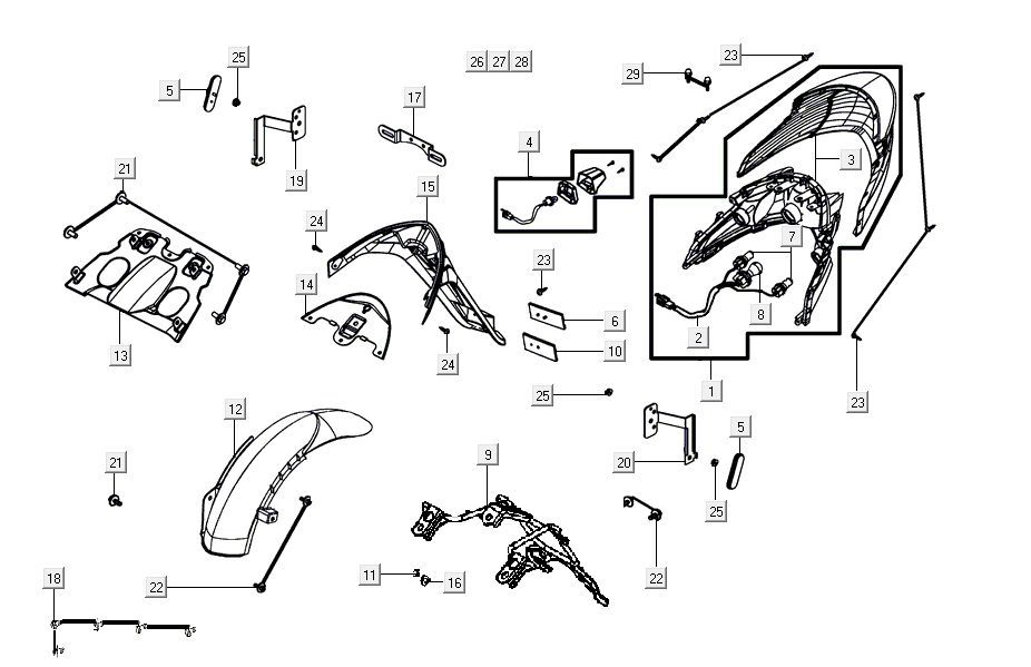 Rear light Kymco Agility 16'+ 4-stroke injection euro4 Red