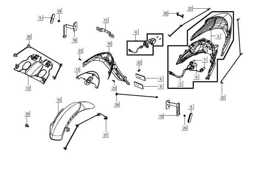 Rear light Kymco Agility 16'+ 4t gloss black