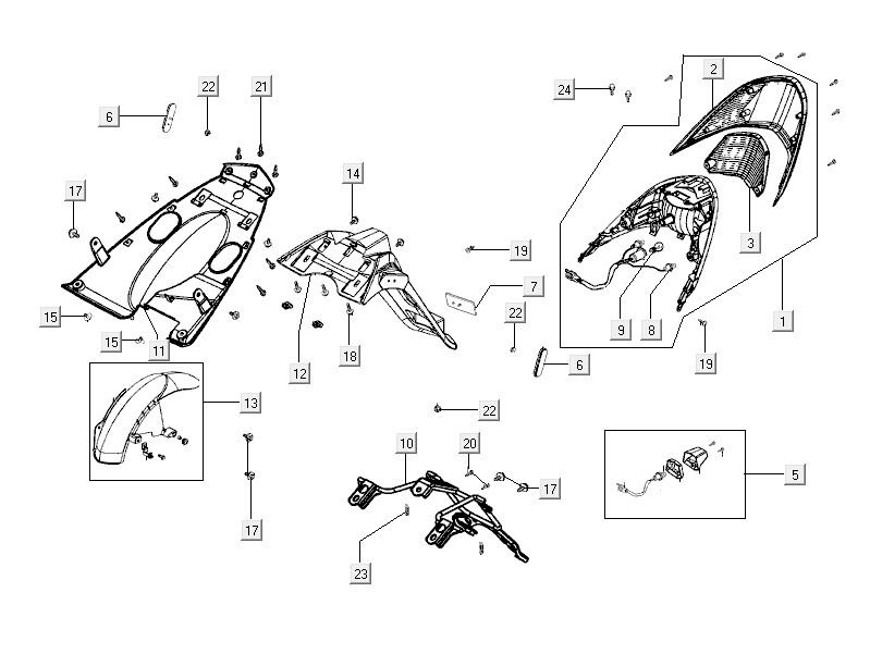 Rear light Kymco City 16' 4-stroke dark grey