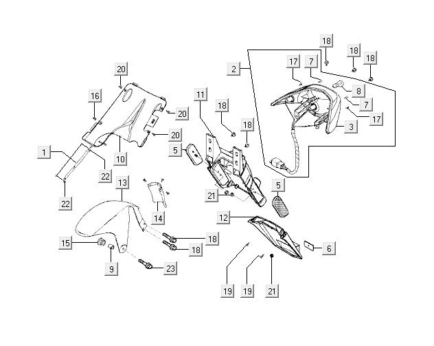 Rear light Kymco Super9 2t lc om matt black-red