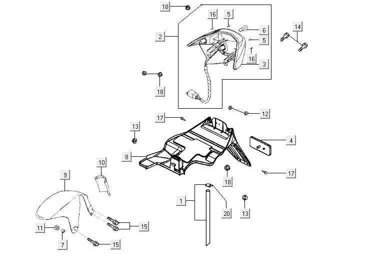 Rear light Kymco Vitality 2t ac red