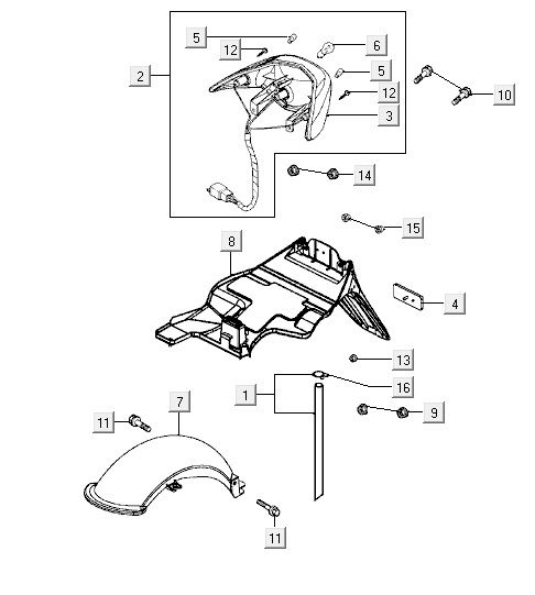 Rear light Kymco Vitality 4t ac anthracite