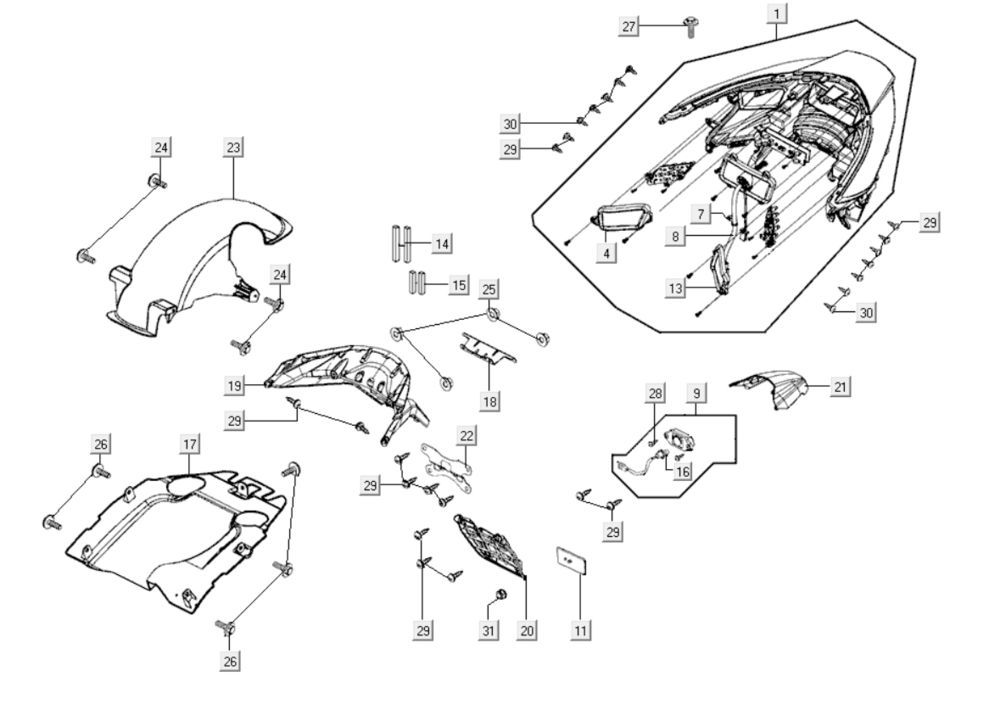 Rear Light Kymco Xciting 400i Matt Black