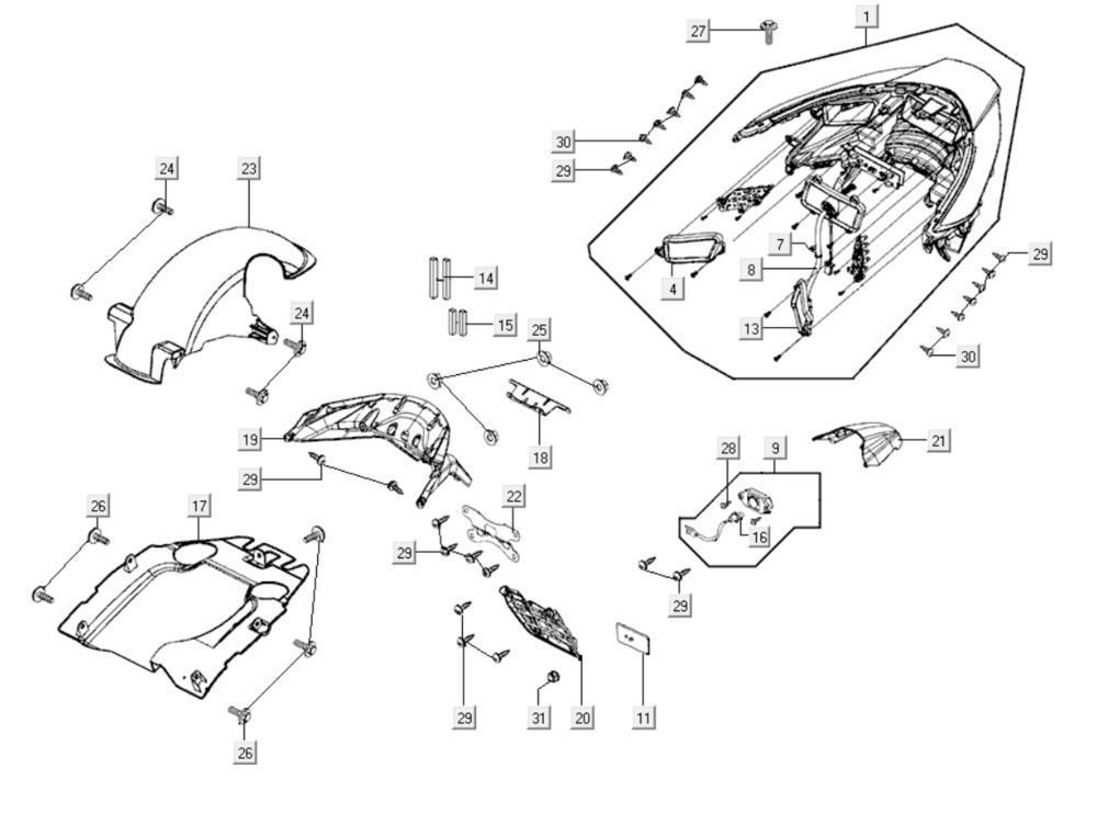 Rear Light Kymco Xciting 400i Pearly Black
