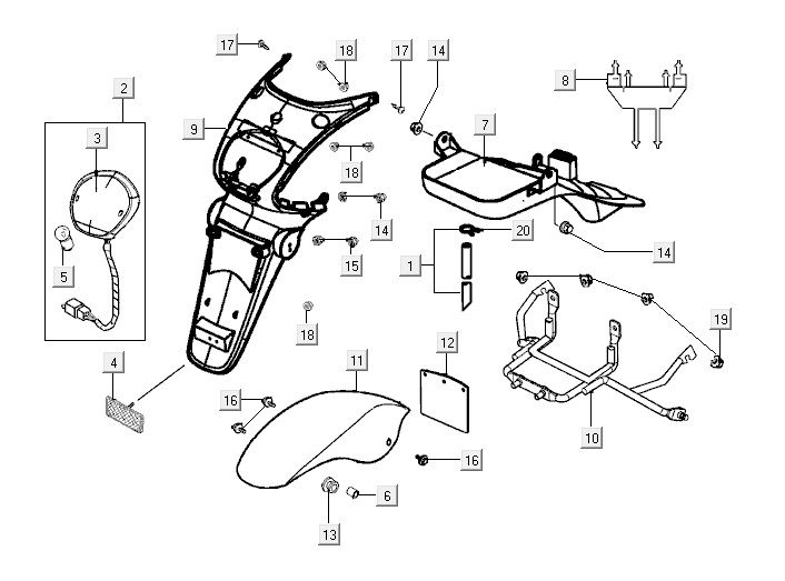 Rear light Kymco Yup 2t ac red