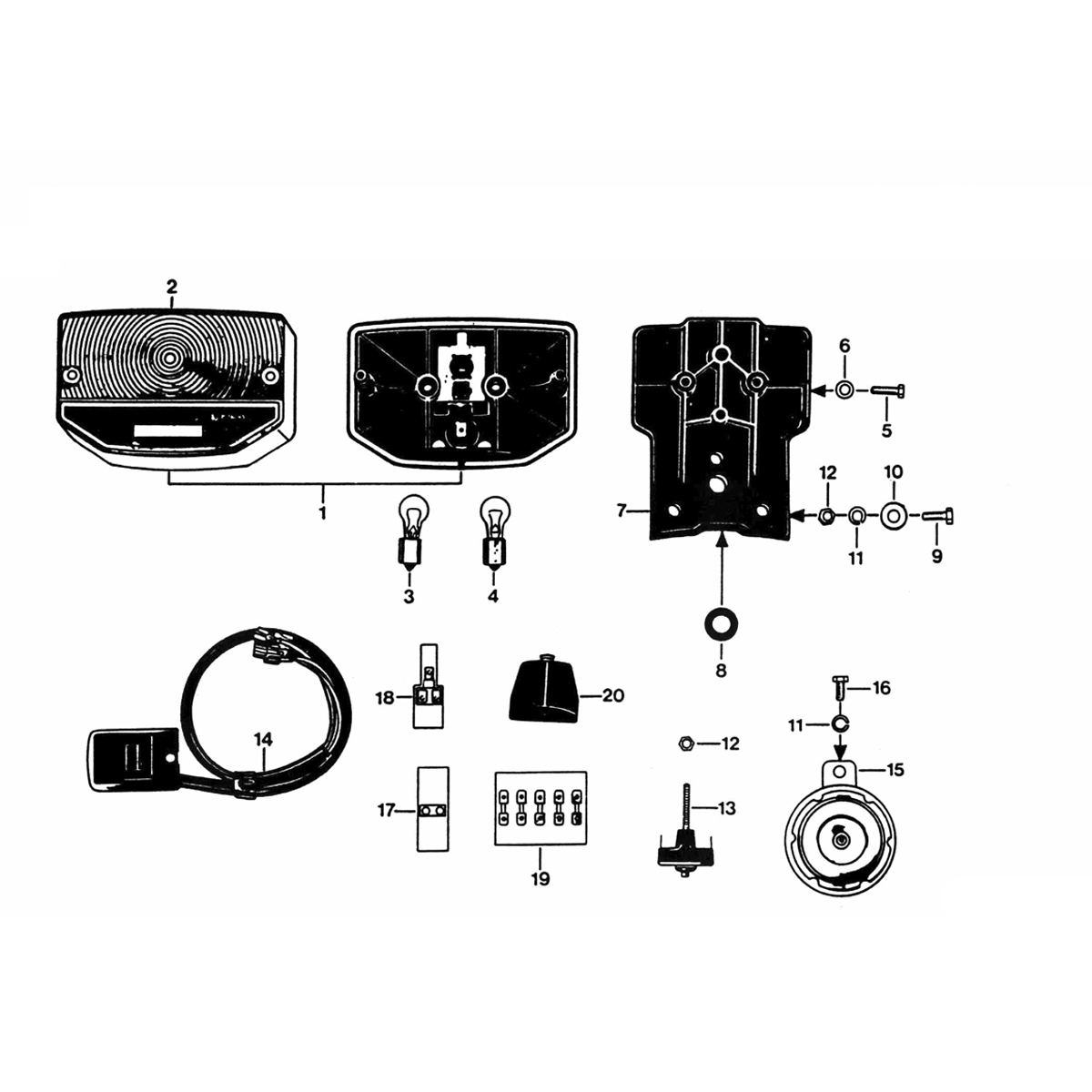 Rear light Zundapp KS 50 530-010, 011, 500