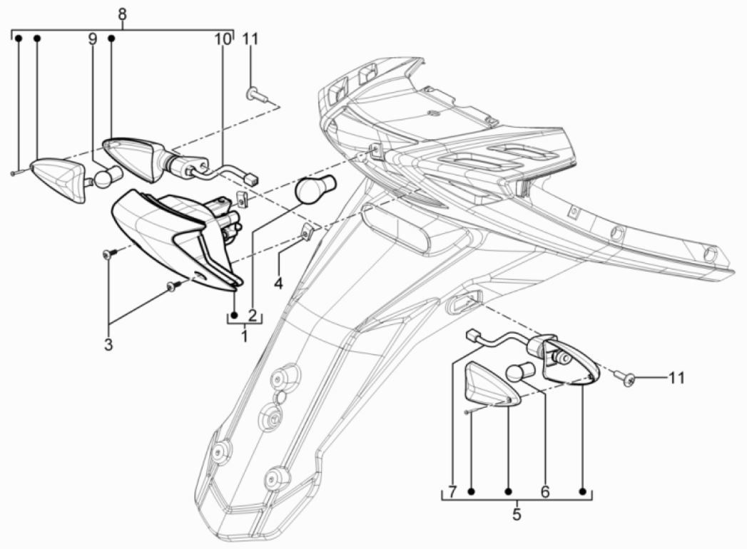 Rear light - Rear indicators Piaggio Typhoon 50 2-stroke Euro 3 2011