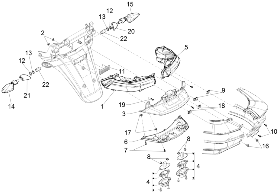 Rear lights - Piaggio MP3 350 Maxi sport E4 ABS 2018-2020 (EMEA)