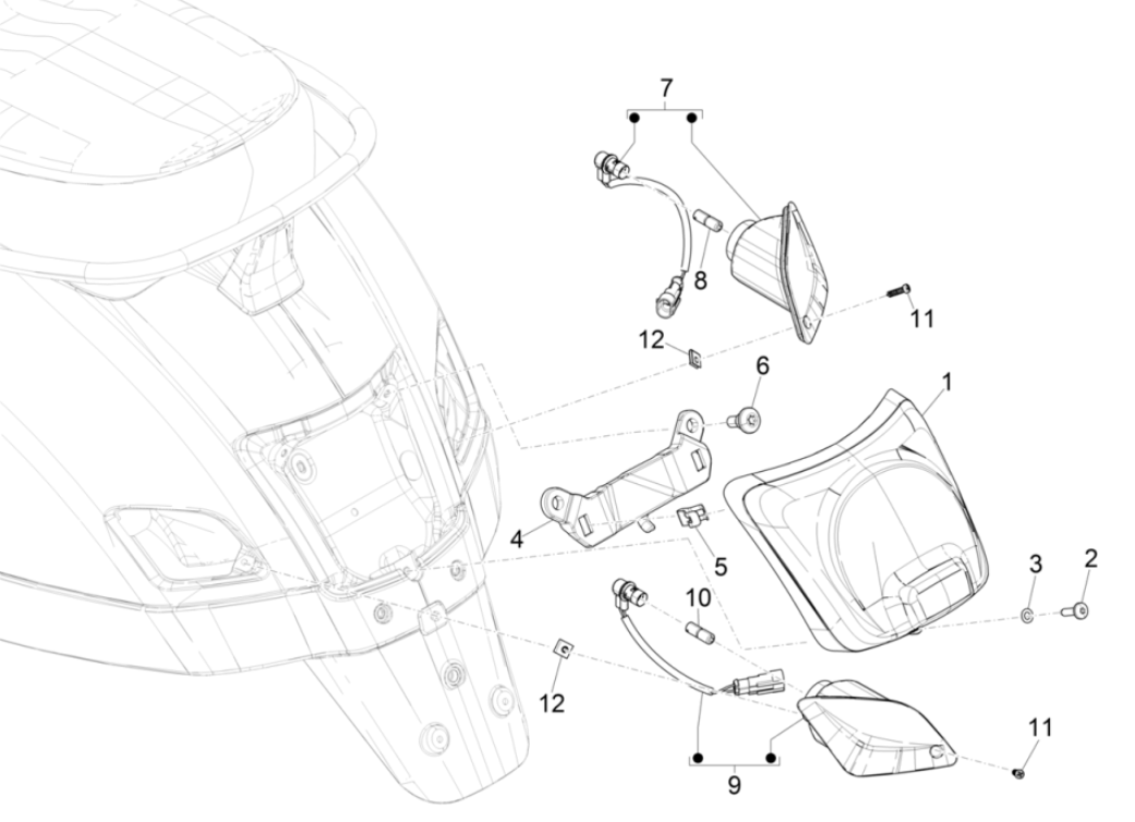 Rear lights - Vespa GTS 125 4T E5 ABS 2021 turn signals (EMEA)