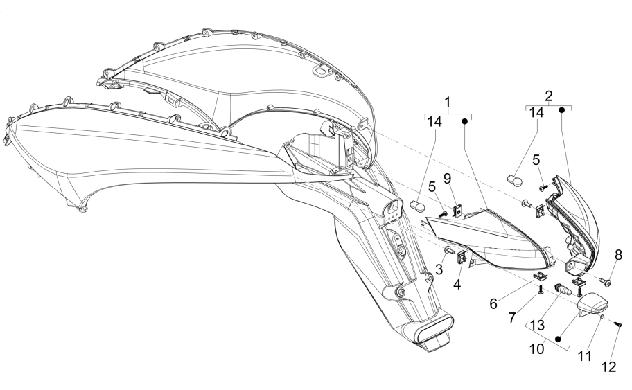 Piaggio Beverly 125 RST 4T 4V IE E3 2010-2015 rear lights (EMEA)