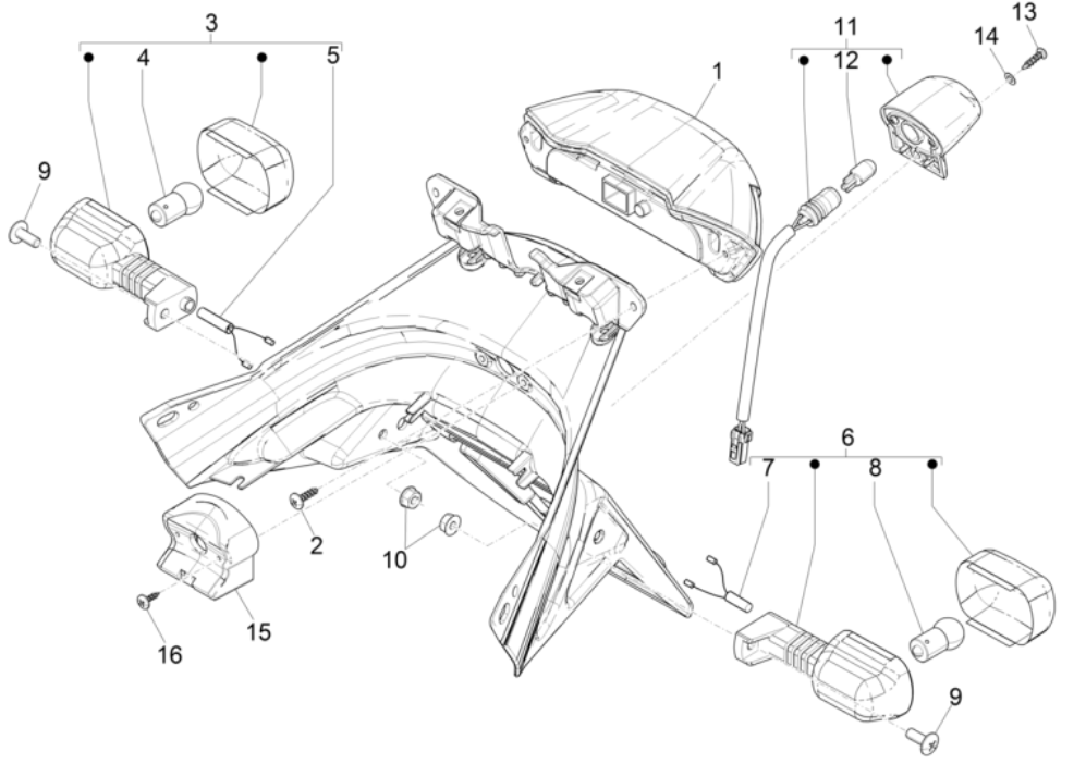 Rear light - Rear indicators Piaggio NRG Power 50 2-stroke LC Euro 4