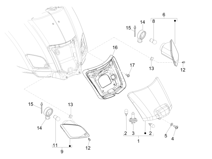 Taillights Vespa GTS 300 ie 2008-2016 (with and without ABS)