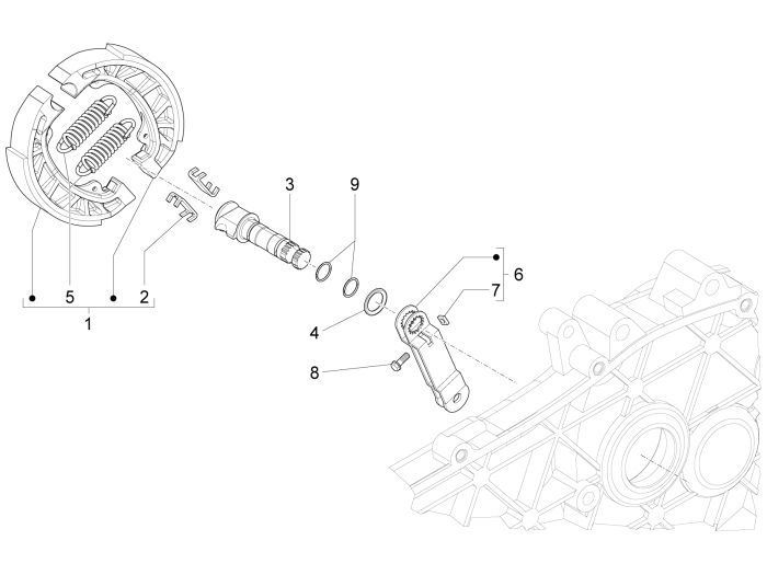 Rear Brake Vespa Sprint 45km 4-stroke 4-valve