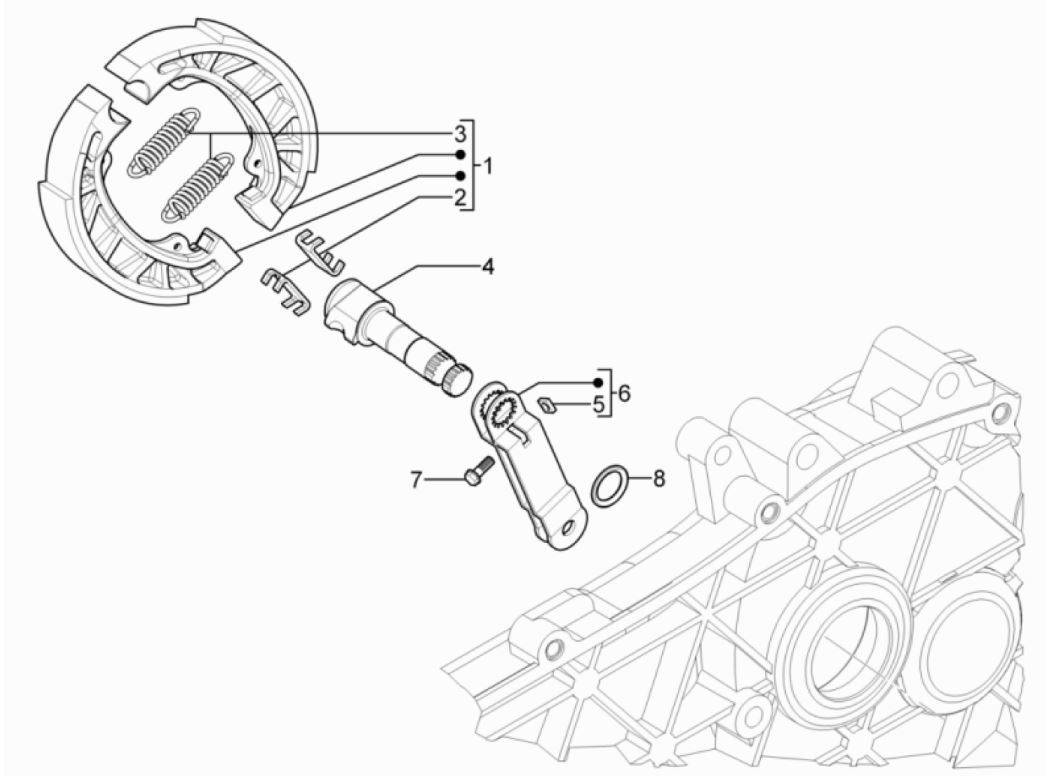 Rear brake - Piaggio Typhoon 50 2-stroke Euro 3 2011 brake shoes