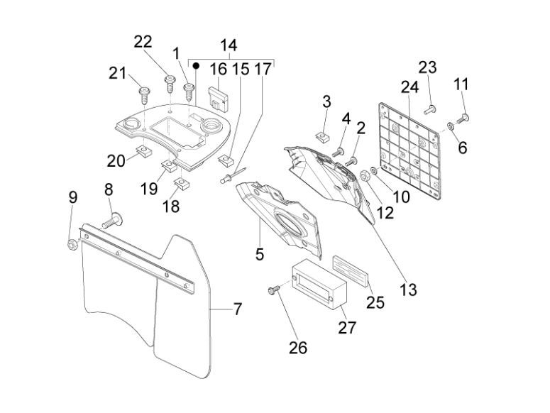Rear fender battery cover Vespa Lx 2-stroke brown marrone 112/A