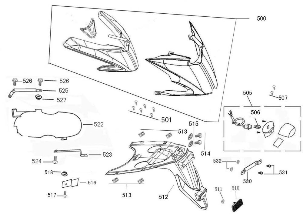 Rear Fender Tail lightChina R8 dark blue
