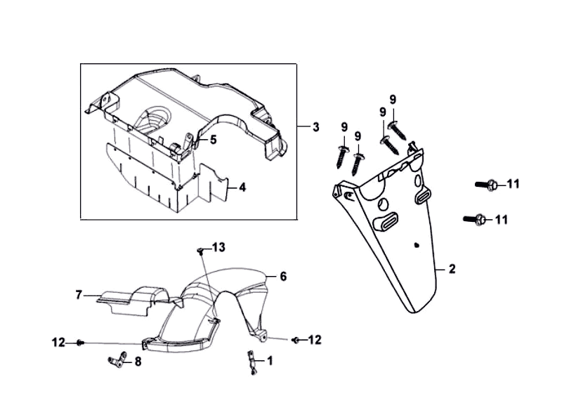 Rear Fender - Mudflap Sym Fiddle White WH8018P